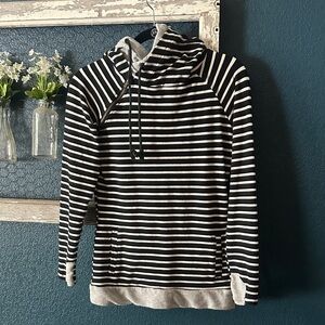 AMPERSAND AVE Black and White Striped Hoodie